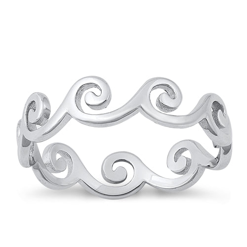 925 Sterling Silver Waves Ring