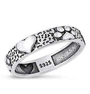 925 Sterling Silver Paw Print & Heart Ring