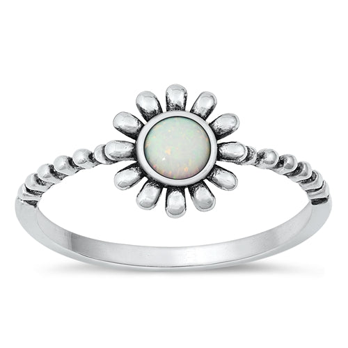 925 Sterling Silver White Lab Opal Ring