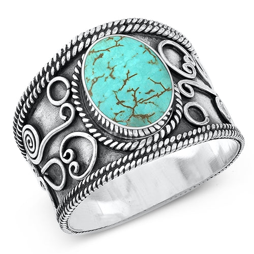 925 Sterling Silver Turquoise Bali Ring