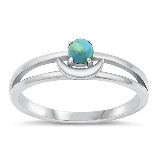 925 Sterling Silver Moon & Turquoise Stone Ring