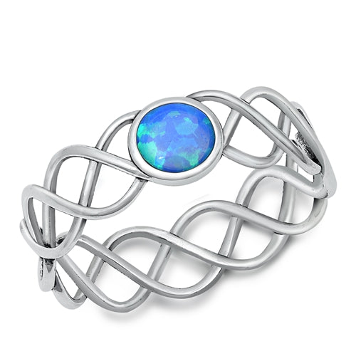 925 Sterling Silver Blue Opal Ring