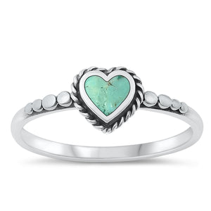 925 Sterling Silver Turquoise Heart Ring