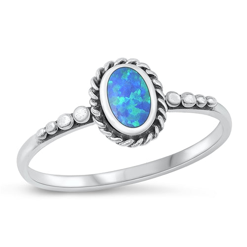 925 Sterling Silver Blue Opal Ring