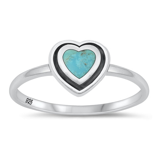 925 Sterling Silver Turquoise Heart Ring