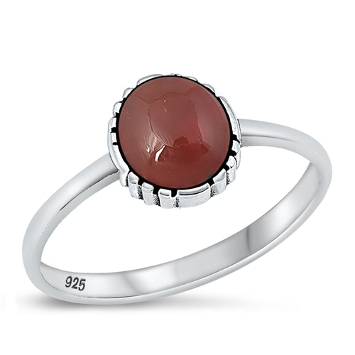 925 Sterling Silver Red Agate Ring