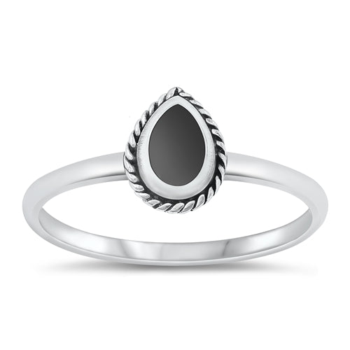 925 Sterling Silver Black Stone Ring