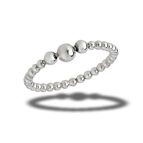 925 Sterling Silver Graduated Beaded Ring