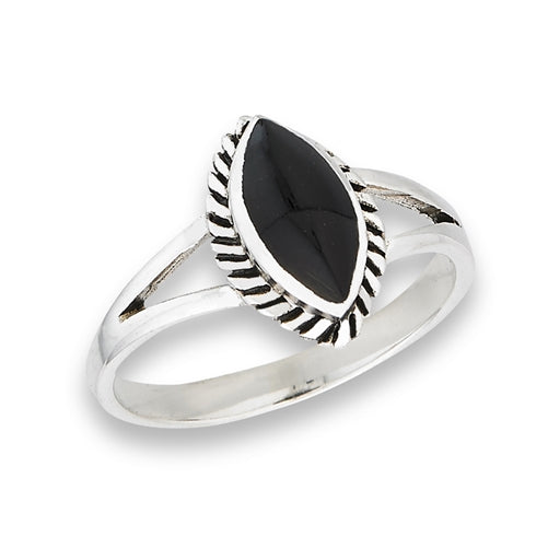 925 Sterling Silver Synthetic Black Onyx Ring