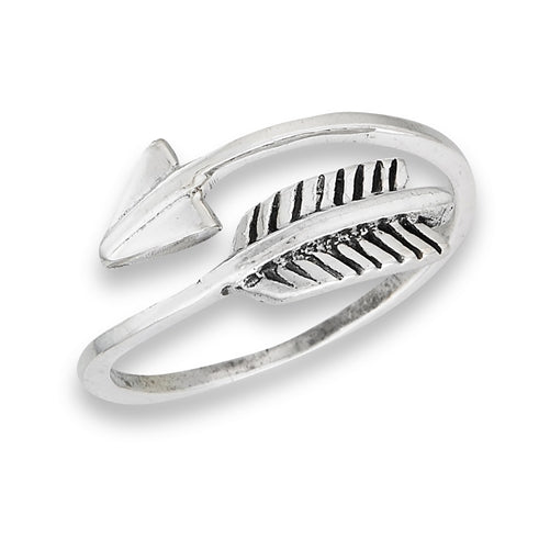 925 Sterling Silver Feather And Arrow Ring