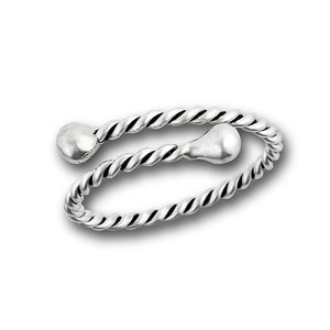 925 Sterling Silver Adjustable Weave With Ball Ring