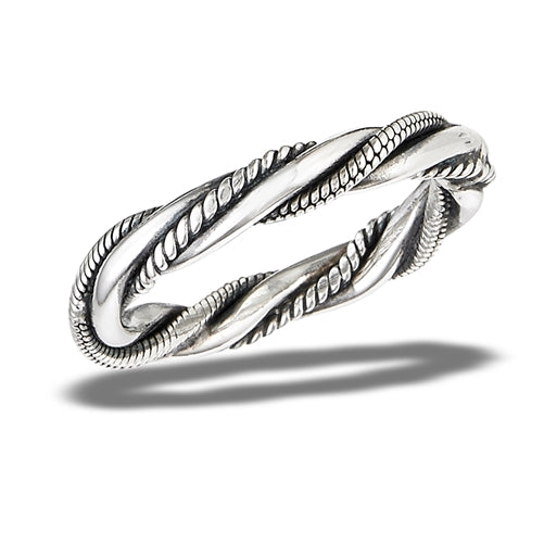 925 Sterling Silver Bali Style Heavy Triple Twist Ring