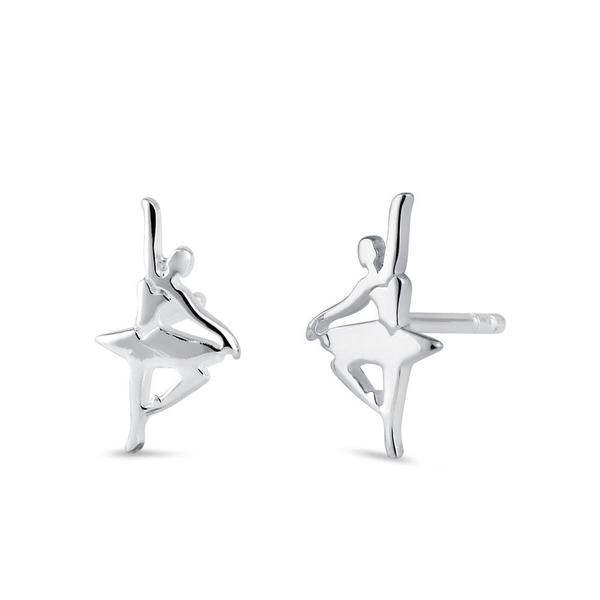 925 Sterling Silver Ballerina Stud Earrings