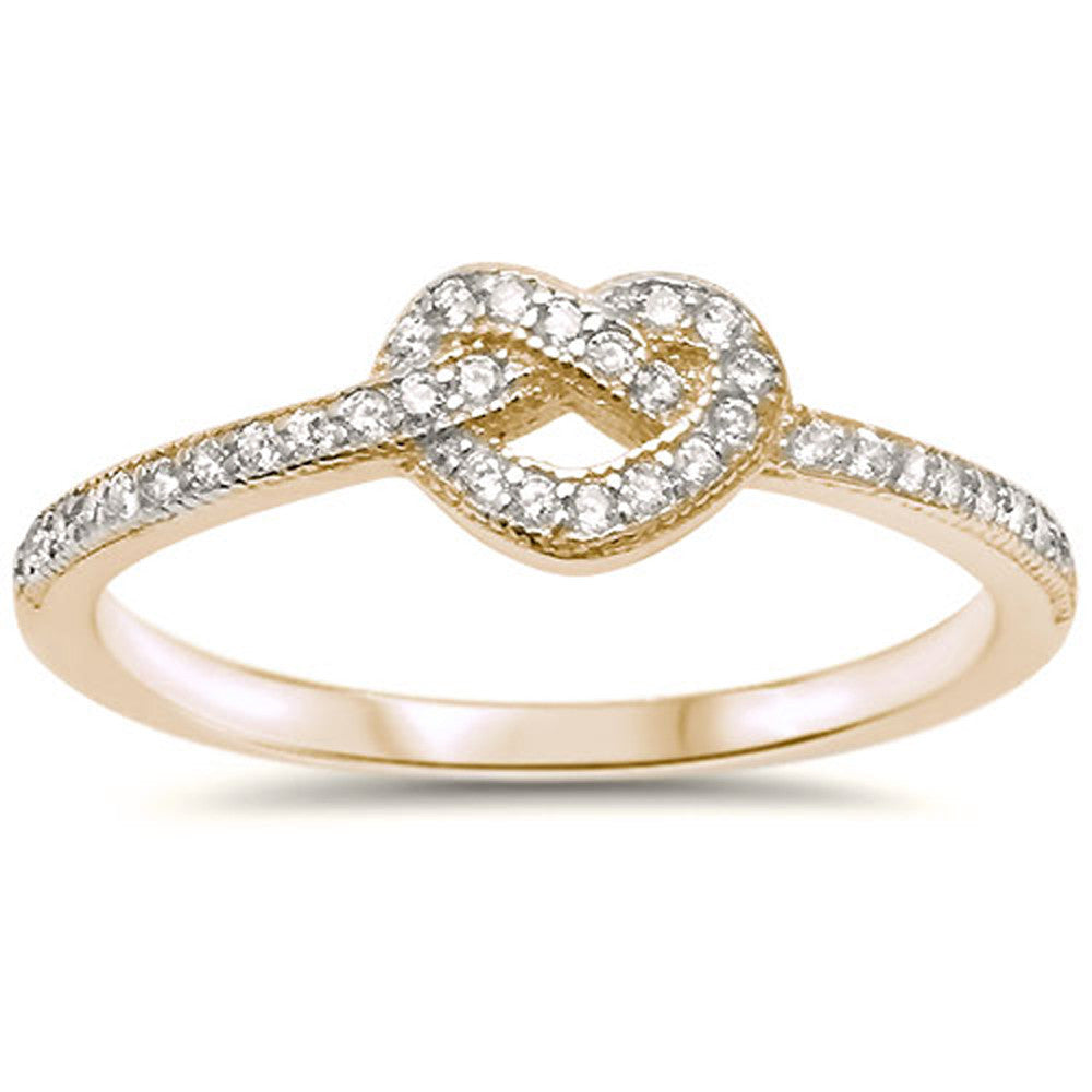 925 Sterling Silver Gold Plated CZ Love Knot Ring