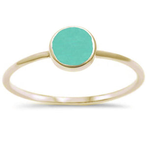 925 Sterling Silver Gold Plated Round Turquoise Ring