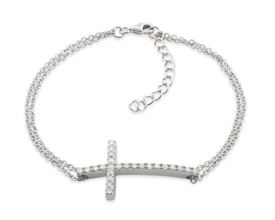 Sterling Silver Cross Bracelet - Nine Twenty Five Silver