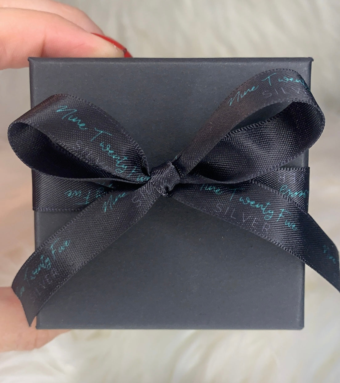 Black Jewelry Gift Box With Satin Ribbon