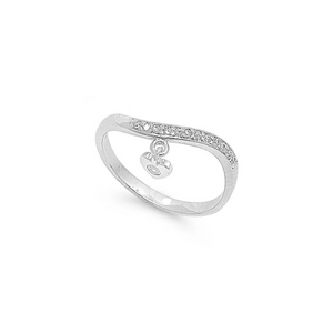 925 Sterling Silver Dangling CZ Heart Ring