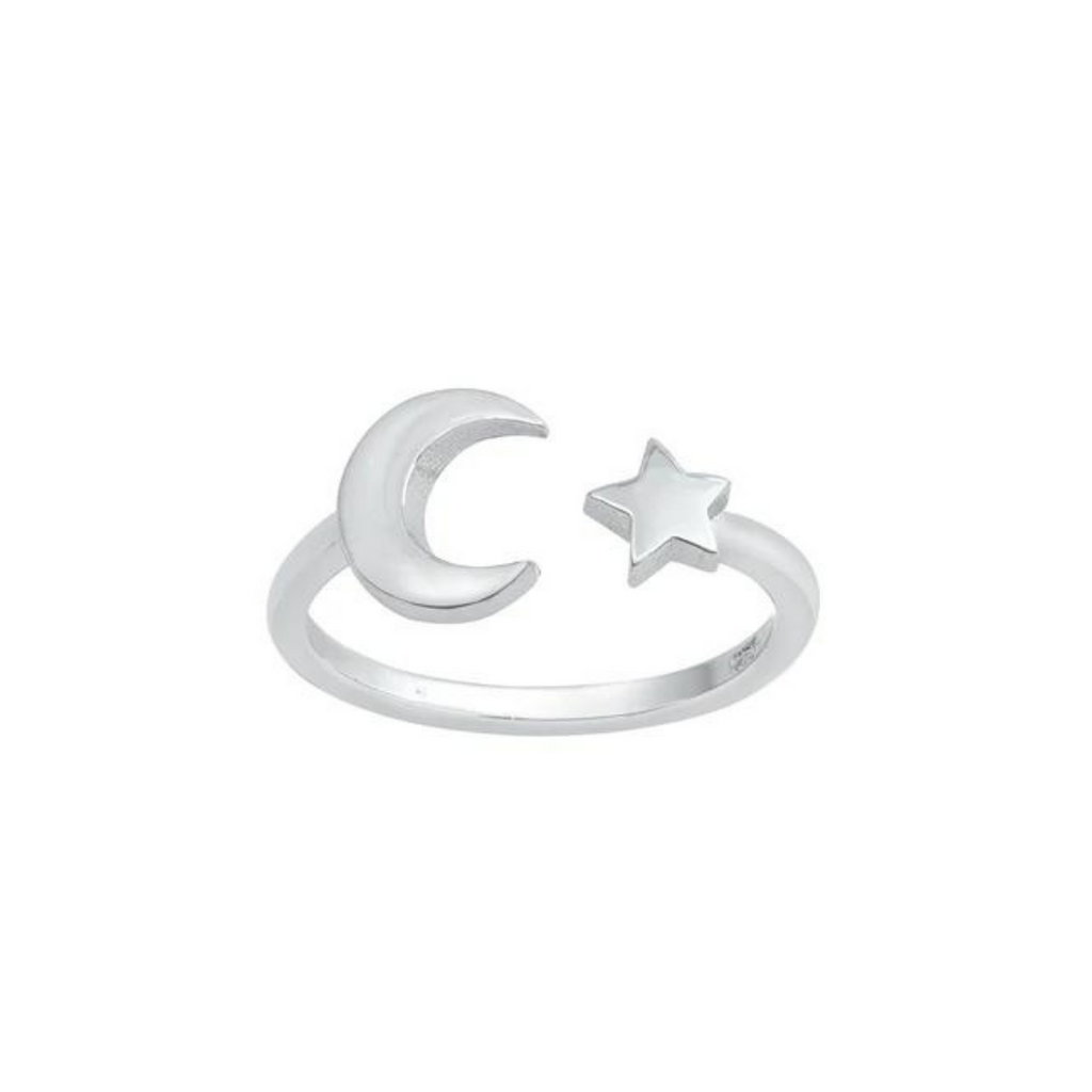 925 Sterling Silver Moon & Star Toe Ring