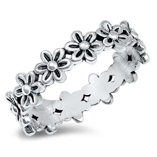 925 Sterling Silver Flowers Ring
