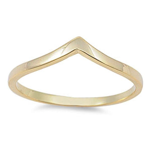 925 Sterling Silver Gold Plated V Design Ring