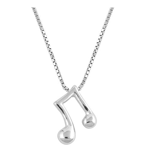 925 Sterling Silver Beam Small Music Note Necklace
