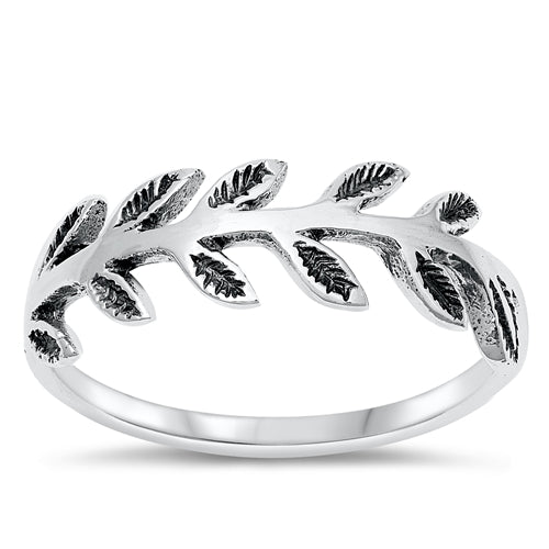 Plain Grecian Leaves 925 Sterling Silver Ring