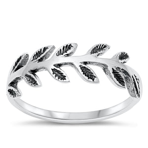Plain Grecian Leaves 925 Sterling Silver Ring