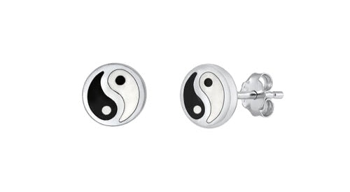 925 Sterling Silver Yin Yang Stone Earrings