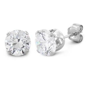 1.5 ct Sterling Silver CZ Round Stud Earrings 6MM