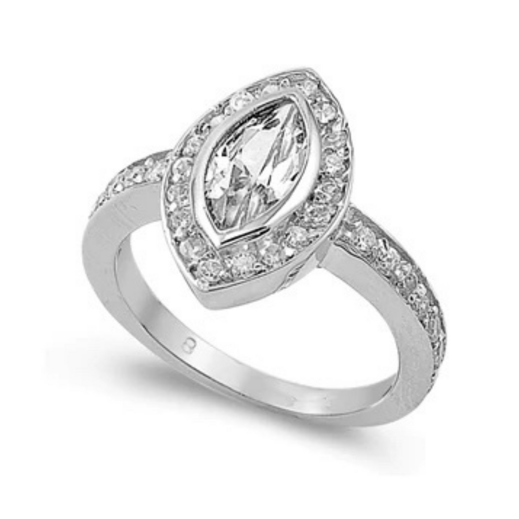 925 Sterling Silver Clear CZ Marquise Ring