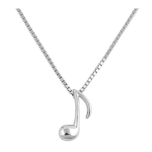925 Sterling Silver Eighth Music Note Necklace