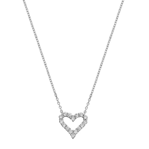 925 Sterling Silver Open Heart CZ Necklace