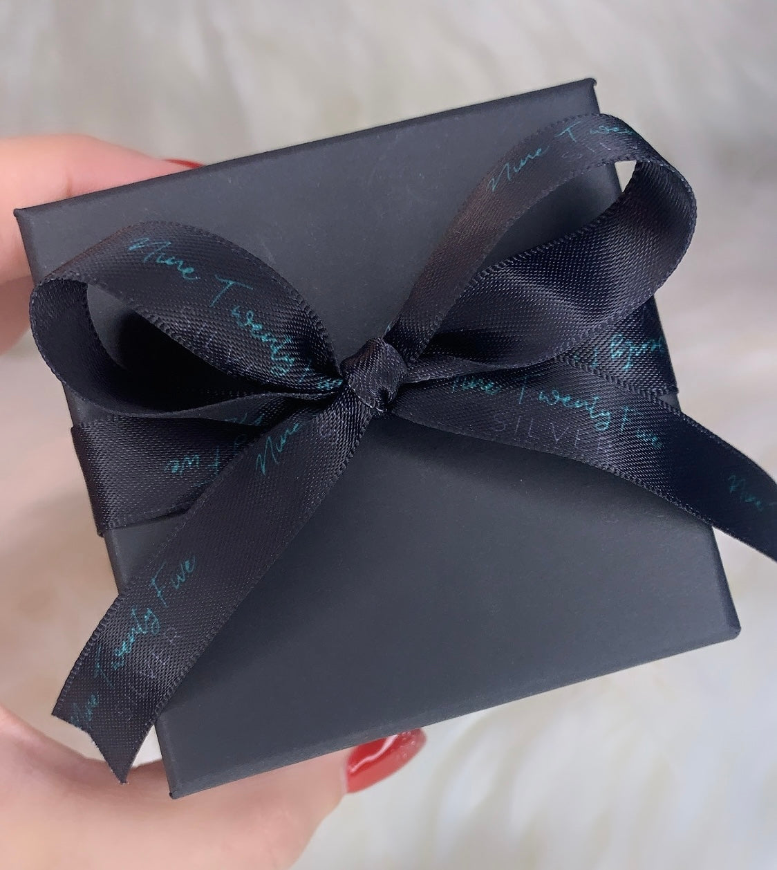 Black Jewelry Gift Box With Satin Ribbon