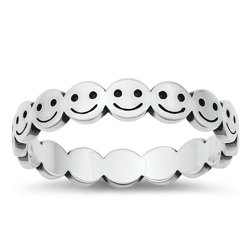 925 Sterling Silver Happy Faces Ring
