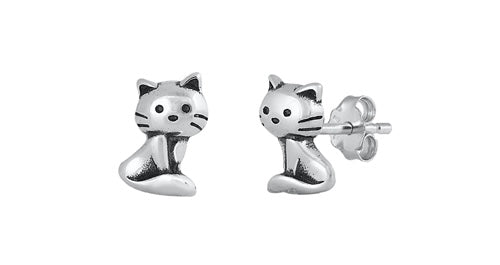 925 Silver Kitty Cat Earrings
