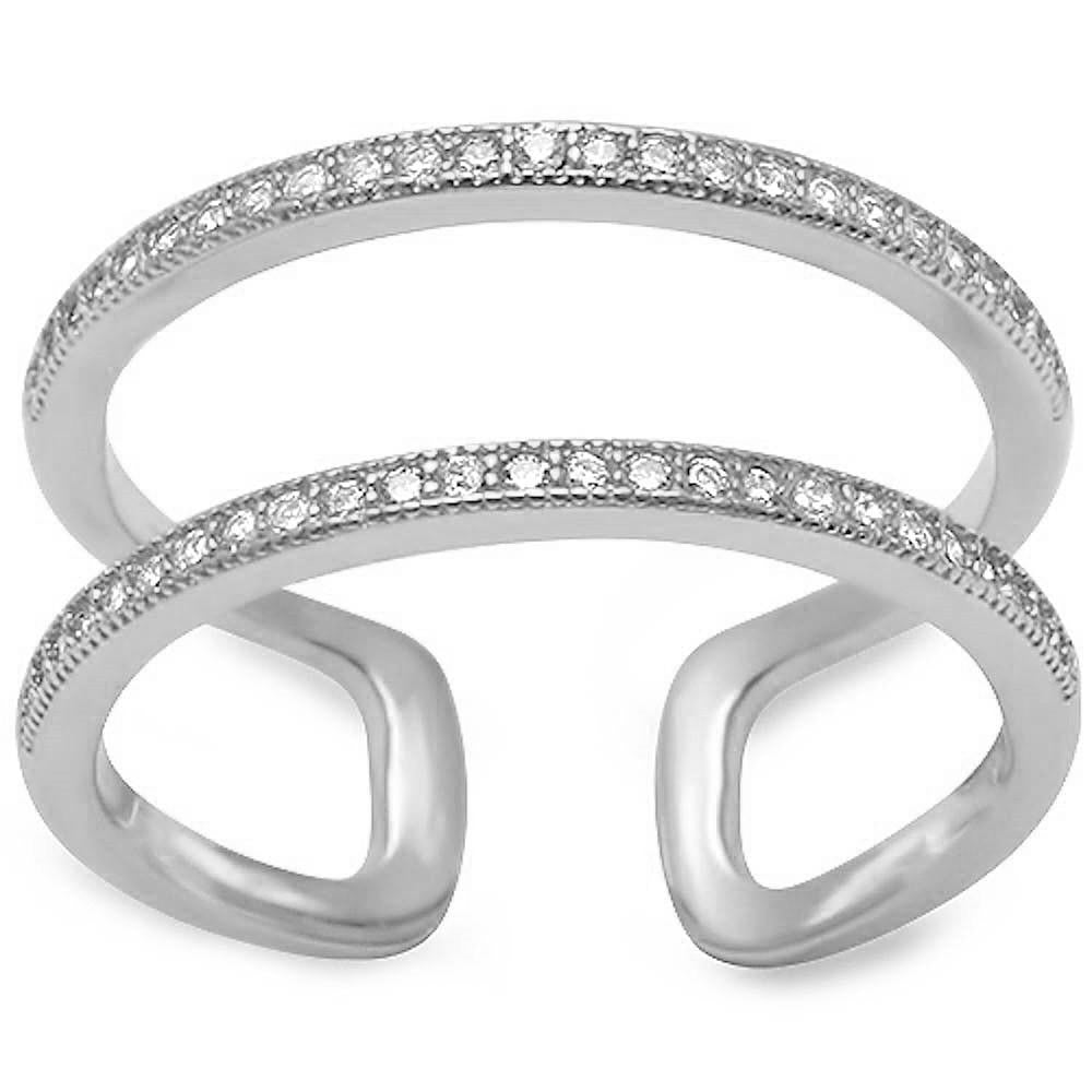 925 Sterling Silver Double Band CZ Ring