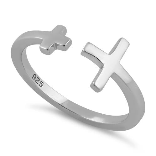 925 Sterling Silver End to End Cross Ring
